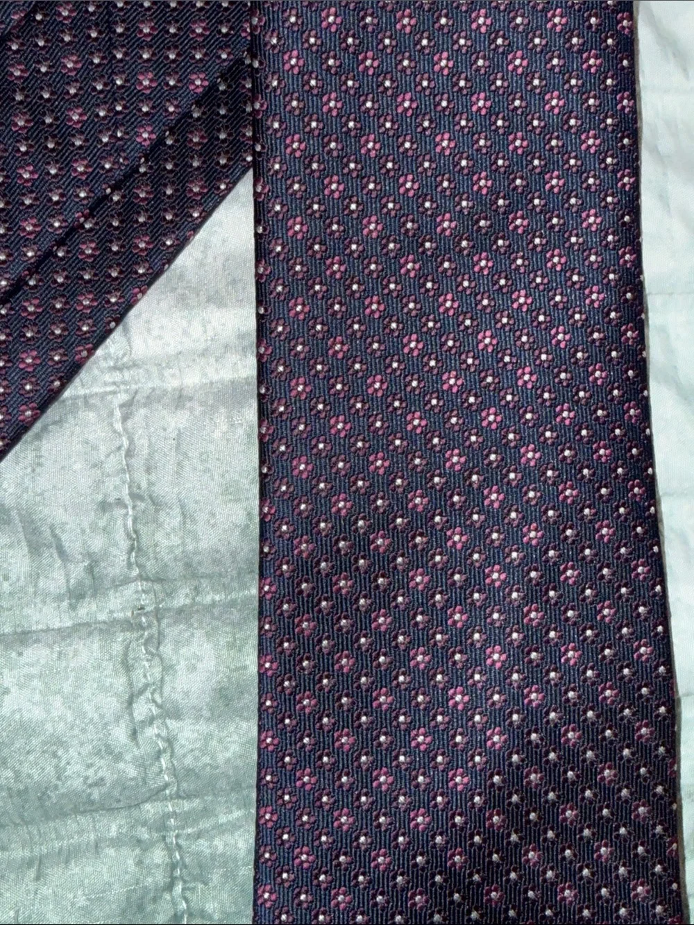 Stafford Navy Tie with Pink Microdot Pattern